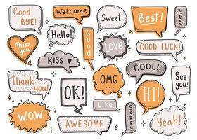 Comic speech bubble set with dialog word vector