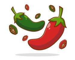 Cute hand drawn chili cartoon illustration vector