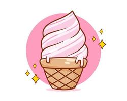 Cute ice cream cartoon illustration vector