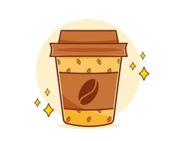 Cute coffee paper cup cartoon illustration vector
