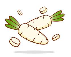 Cute hand drawn radish cartoon illustration vector