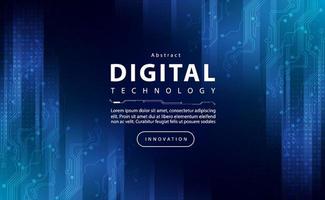 Digital technology banner blue green background concept, cyber technology light effect, abstract tech, innovation future data, internet network, Ai big data, lines dots connection, illustration vector