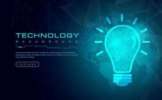 Digital technology creative mind idea business thinking green blue background, light bulb inspiration and innovation, abstract tech future vision, Ai big data, internet network, illustration vector