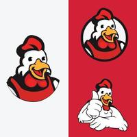 Chicken mascot logo vector. Chicken vector illustration. Organic farm vector logo design