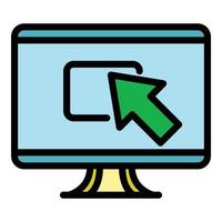 Arrow on monitor icon color outline vector