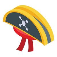 vector isométrico del icono del sombrero pirata. gorro de fiesta