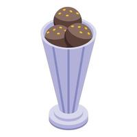 Sundae cup icon isometric vector. Cream bowl vector