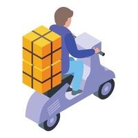 Parcel courier delivery icon isometric vector. Food scooter vector