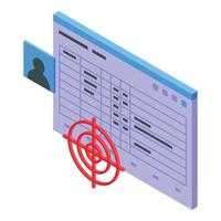 Online management target icon isometric vector. Monitor data vector