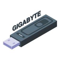 Gigabyte usb flash icon isometric vector. Sd data vector