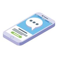 icono de chat de cliente de smartphone vector isométrico. llamada de soporte