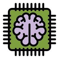 Brain communication processor icon color outline vector