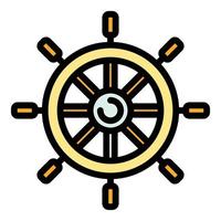 Adventure ship wheel icon color outline vector