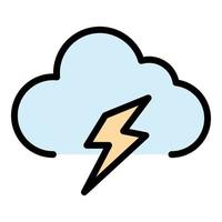 Cloud flash icon color outline vector