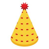 Yellow party hat icon isometric vector. Cap cone vector