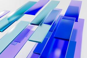 Colored abstract transparent blue elements 3d render close-up. photo