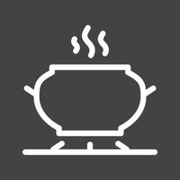 Cooking on Stove Line Inverted Icon vector