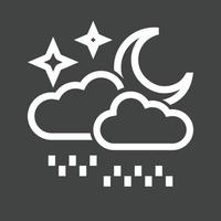 Rainy cloud with moon Line Inverted Icon vector