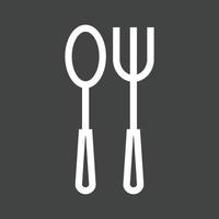 Spoon and Fork Line Inverted Icon vector