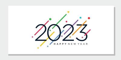 Happy New Year 2023 Greeting banner logo design illustration, Creative and Colorful 2023 new year vector