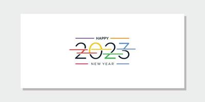 feliz año nuevo 2023 saludo banner logo diseño ilustración, creativo y colorido 2023 año nuevo vector