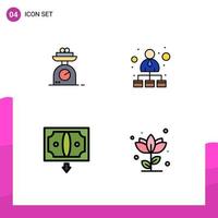 Modern Set of 4 Filledline Flat Colors Pictograph of machine commerce weight hierarchy money Editable Vector Design Elements