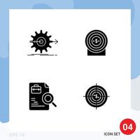 Universal Icon Symbols Group of 4 Modern Solid Glyphs of performance worker setting money search Editable Vector Design Elements