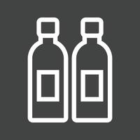 icono de línea invertida de dos botellas vector