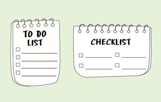 Set of to do list icons in doodle style. Checklist copybooks illustrations set in flat cartoon style. vector