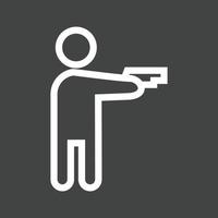 sosteniendo el icono de la línea de pistola invertida vector