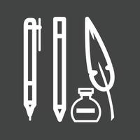 Writing Equipment Line Inverted Icon vector