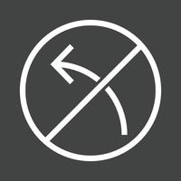 No left turn Line Inverted Icon vector