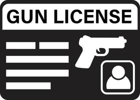 icono de licencia de armas sobre fondo blanco. pistola con etiqueta y documento. signo de permiso de armas. símbolo de licencia. estilo plano vector