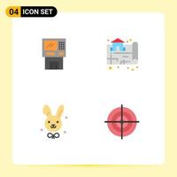 Pictogram Set of 4 Simple Flat Icons of atm location cashpoint machine real Editable Vector Design Elements