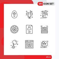 Universal Icon Symbols Group of 9 Modern Outlines of resume hands fly photo logo Editable Vector Design Elements