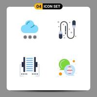 4 Flat Icon concept for Websites Mobile and Apps cloud data weather jump rope transfer Editable Vector Design Elements