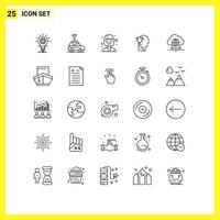 25 Line concept for Websites Mobile and Apps cloud internet avatar head brian Editable Vector Design Elements