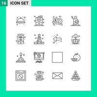 16 User Interface Outline Pack of modern Signs and Symbols of usa of deadline liberty watch Editable Vector Design Elements