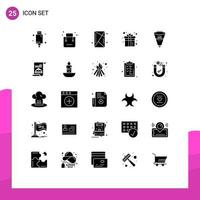 25 Universal Solid Glyphs Set for Web and Mobile Applications fun gift shop shield games Editable Vector Design Elements