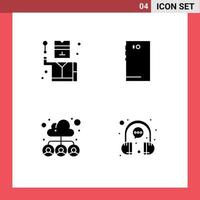 Pictogram Set of 4 Simple Solid Glyphs of crime cloud spy android people Editable Vector Design Elements