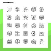 Set of Cyber Monday Line Icon set 25 Icons Vector Minimalism Style Design Black Icons Set Linear pictogram pack