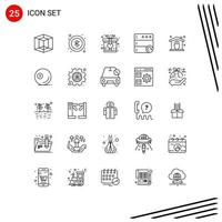 Stock Vector Icon Pack of 25 Line Signs and Symbols for snooker home present security insurance Editable Vector Design Elements