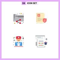 4 Universal Flat Icons Set for Web and Mobile Applications share doctor folder sheild physician Editable Vector Design Elements