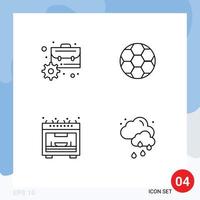 Pictogram Set of 4 Simple Filledline Flat Colors of briefcase microwave management soccer cloud Editable Vector Design Elements