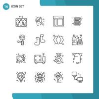 16 User Interface Outline Pack of modern Signs and Symbols of grinder interface interface interaction apps Editable Vector Design Elements