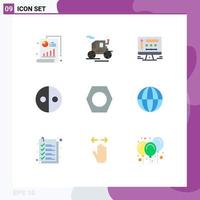 Pictogram Set of 9 Simple Flat Colors of earth bolt screen arrow symbolism Editable Vector Design Elements