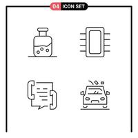 Paquete de 4 líneas de interfaz de usuario de signos y símbolos modernos de dispositivos de botella de llamada de laboratorio elementos de diseño vectorial editables en contacto con vector