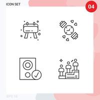 Pack of 4 Modern Filledline Flat Colors Signs and Symbols for Web Print Media such as board hardware watch computers leaderboard Editable Vector Design Elements