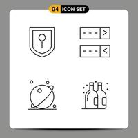 4 Creative Icons Modern Signs and Symbols of location system password orbit bottle Editable Vector Design Elements