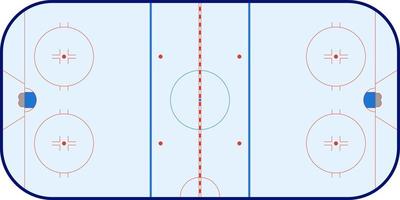 Empty scheme of Ice Hockey Rink with observance of standard proportions, with markings, vector isolated.